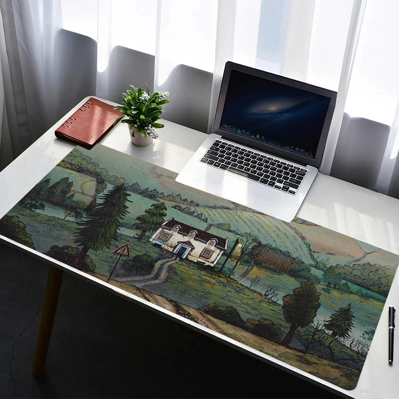 

Gaming Mouse Pad High-Quality Design Non-slip Rubber Cartoon City Sewn Edge Desk Mat Keyboard Pad Gamer And Office Work Mousepad