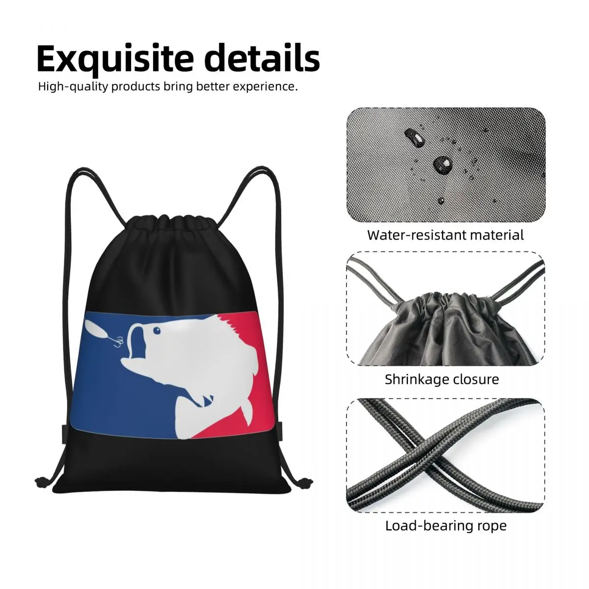 Pike Fish Hunt Bass Fishing Greeting Drawstring Backpack Sports Gym Bag for Men Women Shopping Sackpack