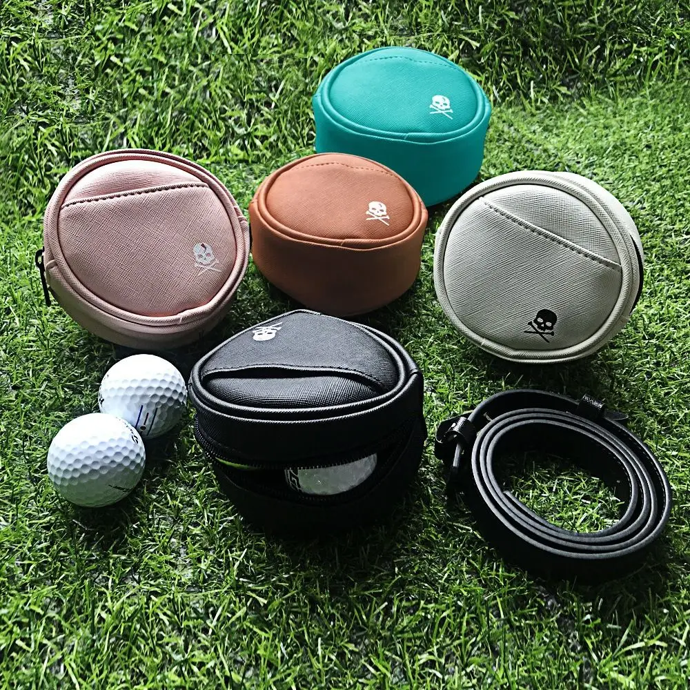 

Leather Golf Waist Bag Tee Holder 4 Balls Capacity Golf Storage Case Multi-function Round Golf Ball Storage Clip Golfer Gift