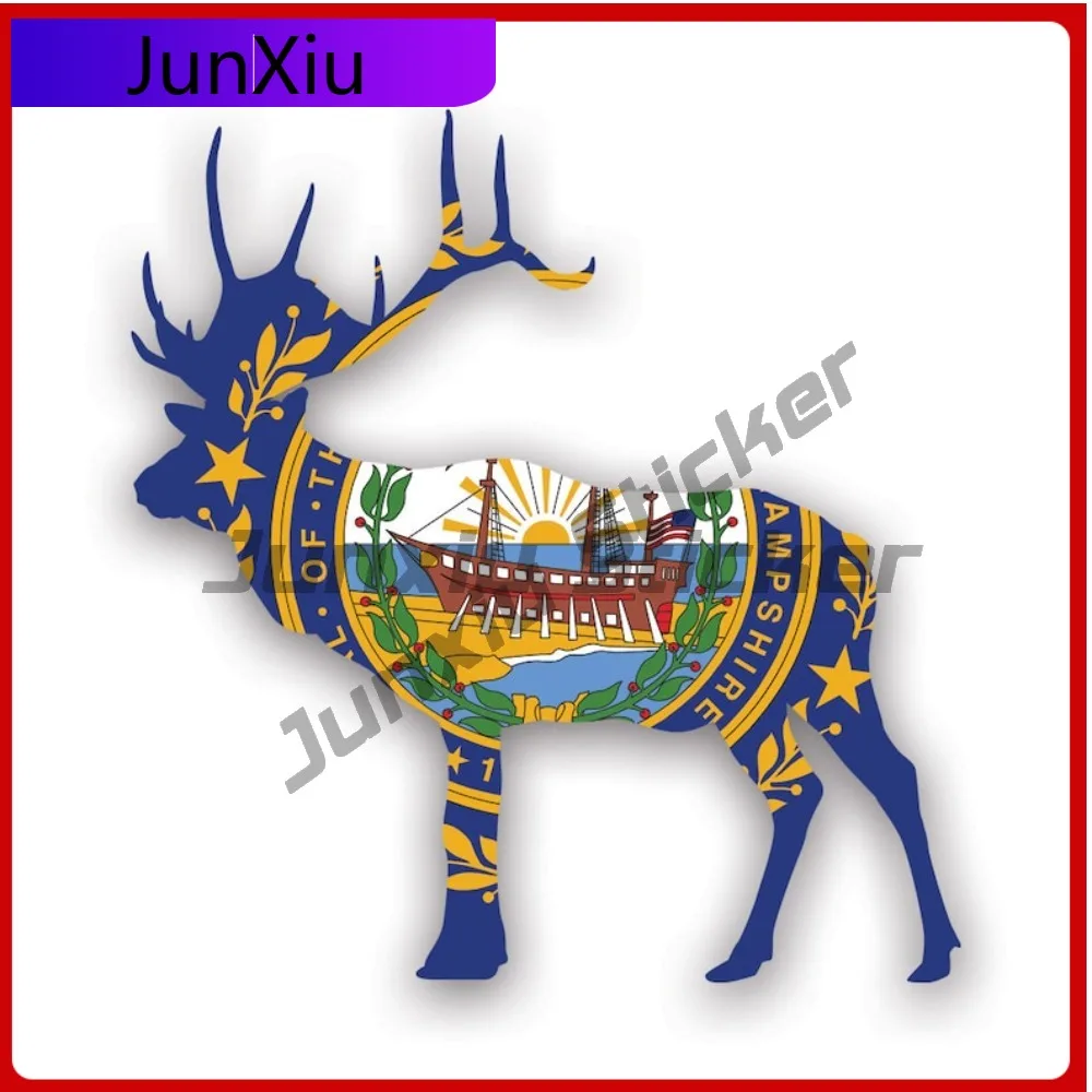 

New Hampshire Deer Waterproof Fade Resistant Cool For Motorcycle Car Body Bumper Removable Self Adhesive Decor Rear Windshield
