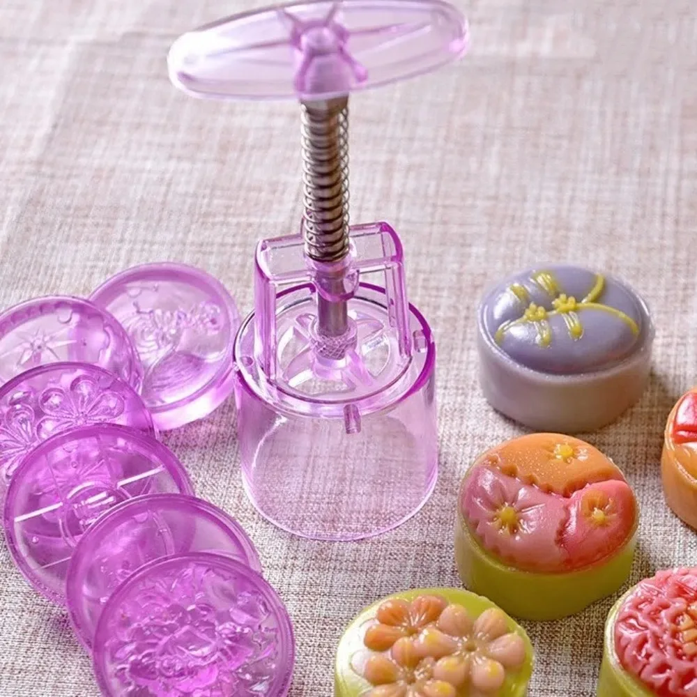 

Festival Non-stick Mooncake Mold Hand Press DIY Cookie Stamp Transparent Plastic Mooncake Maker Home Cooking