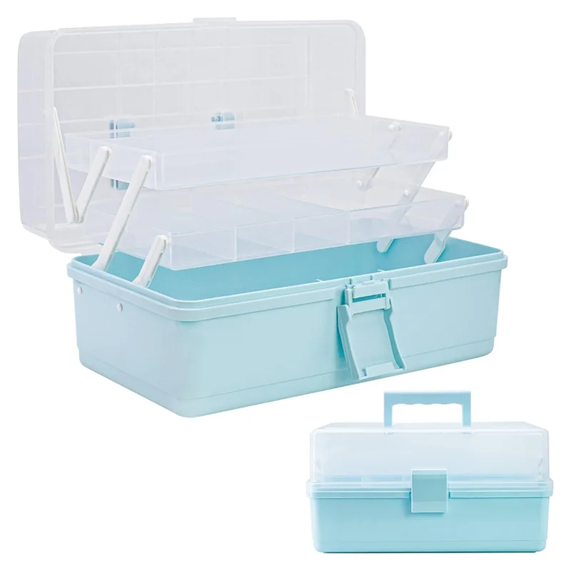 

GYTB-Organizer Box Art Storage Box Craft Organizer 3-Layers With Handle Craft Art Bin Portable For Home School Office Travel
