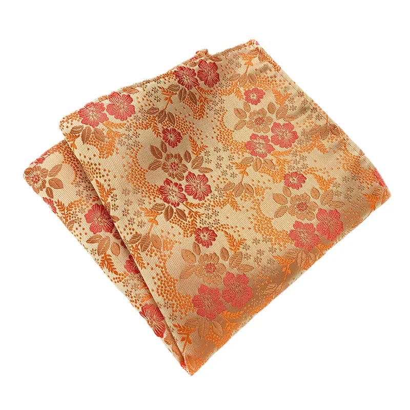 Pañuelo de poliéster con estampado de flor de ciruelo para hombre y mujer, pañuelo cuadrado de bolsillo con estampado de hoja Floral, ideal para fiesta de boda y banquete, ideal para regalo, 25x25cm