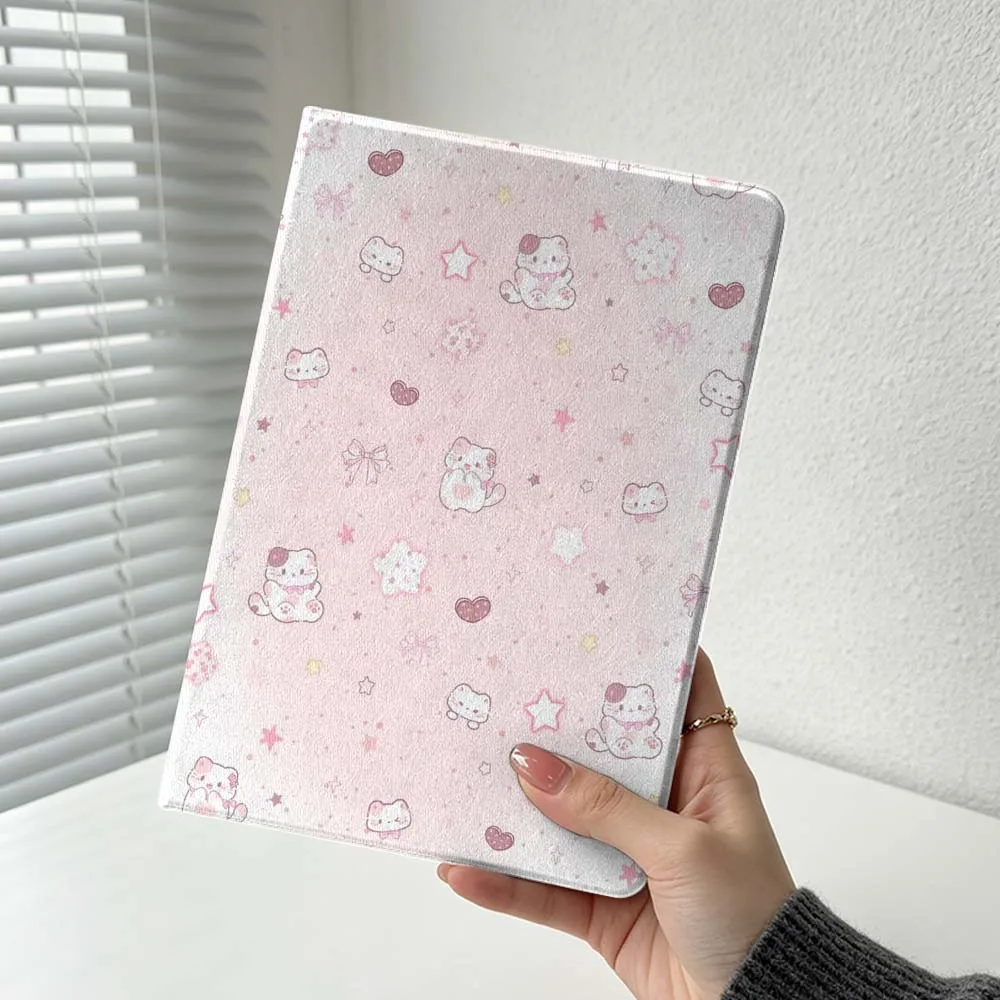 Cartoon Cat Pink Pattern For Xiaomi Redmi Mi Pad 8 7 6 5 4 2 SE K Pro Max Ultra Poco Pad Soft Inch Tablet Case Cover