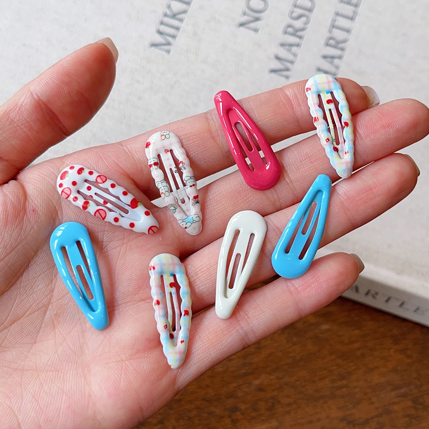 12 Stück/Set Koreanischer Stil Süße Bonbonfarben Kinder-Haarspangen Niedliche Blumenmuster Rutschfeste Haarklammern Kleinkind Mädchen Accessoires – Detail 4