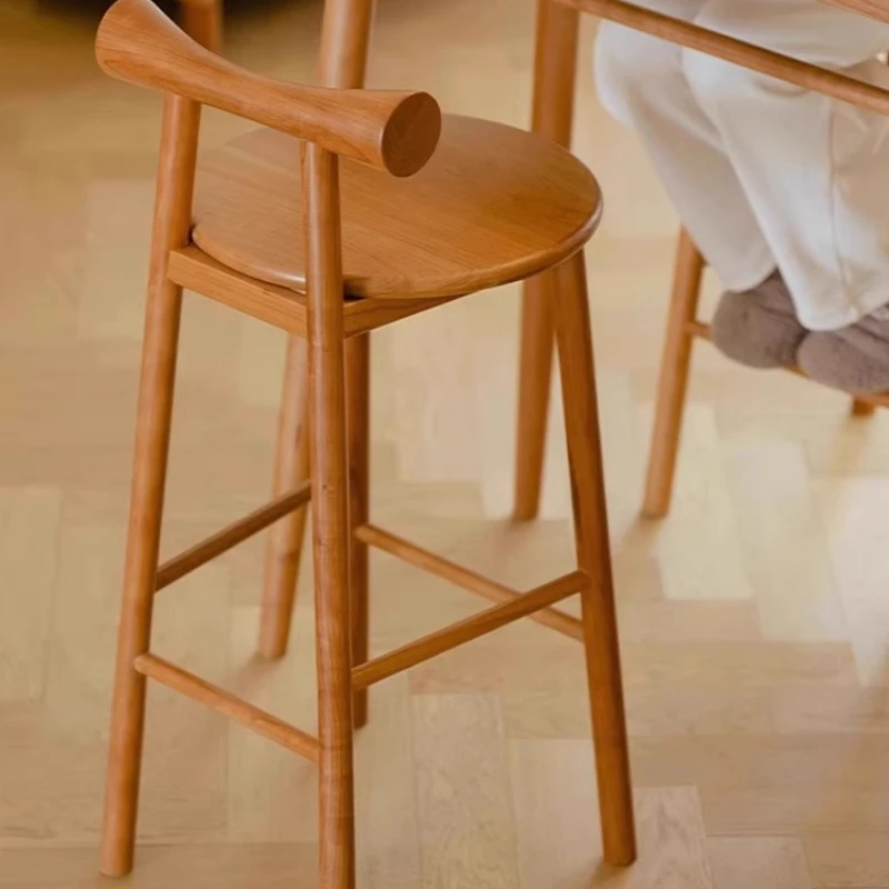 

Counter Backrest Bar Chair Stools Outdoor Rattan White Wood Design Bar Chair Chaises Swivel Taburete Alto Nordic Furniture