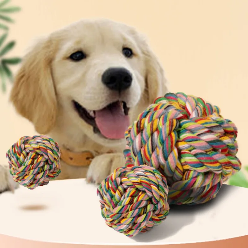 Dog Toys Woven Ball Cotton Rope Dogs Toy Bite Resistant Ropes Knot Ball Toys for Dogs Teeth Grinding Toy Puppy Training Balls