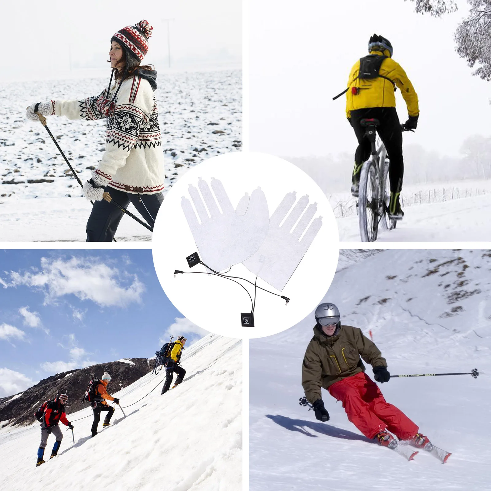 

Heated Gloves Composite Metallic CelloSilk Uniform Heating Portable Lightweight Waterproof 3 Gear for Winter