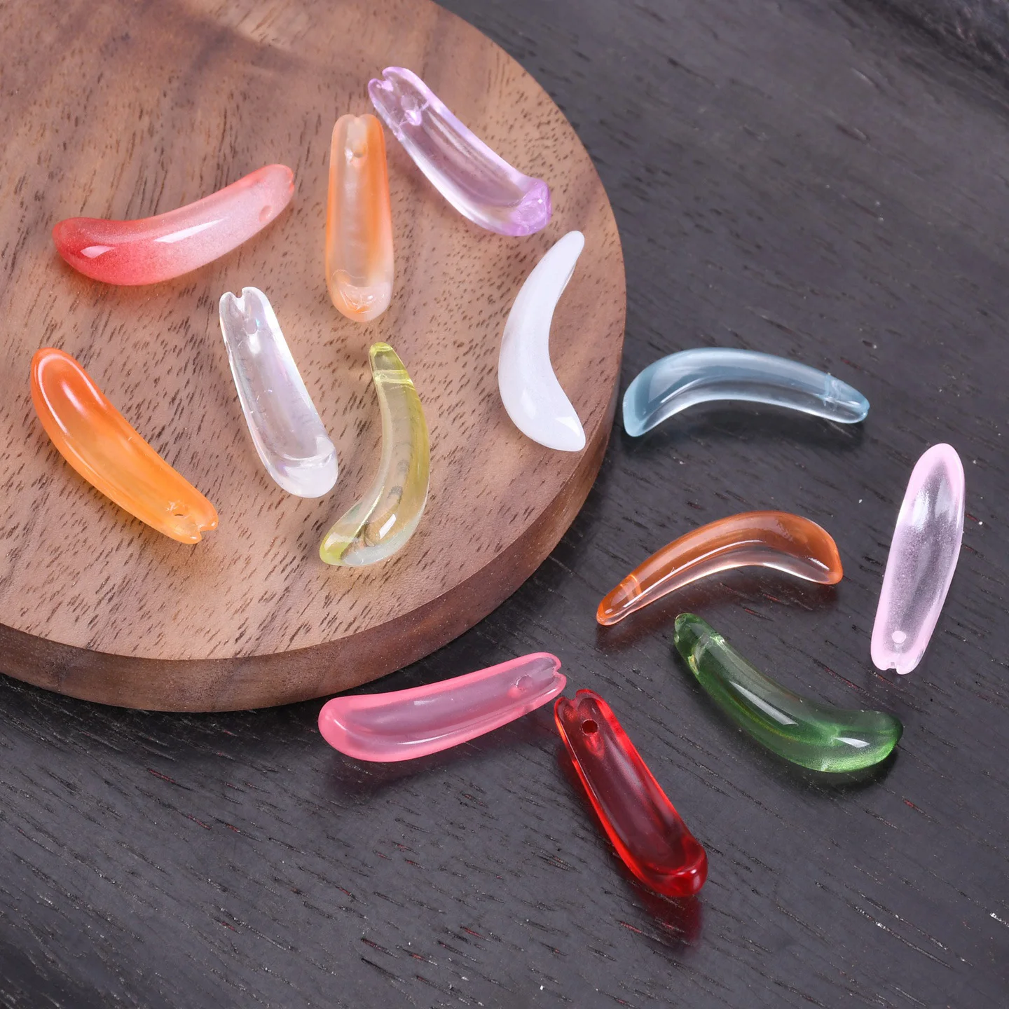 

20pcs Floral Petal Shape 23x6mm Lampwork Glass Loose Pendants Beads For Jewelry Making DIY Handmade Craft Flower Findings
