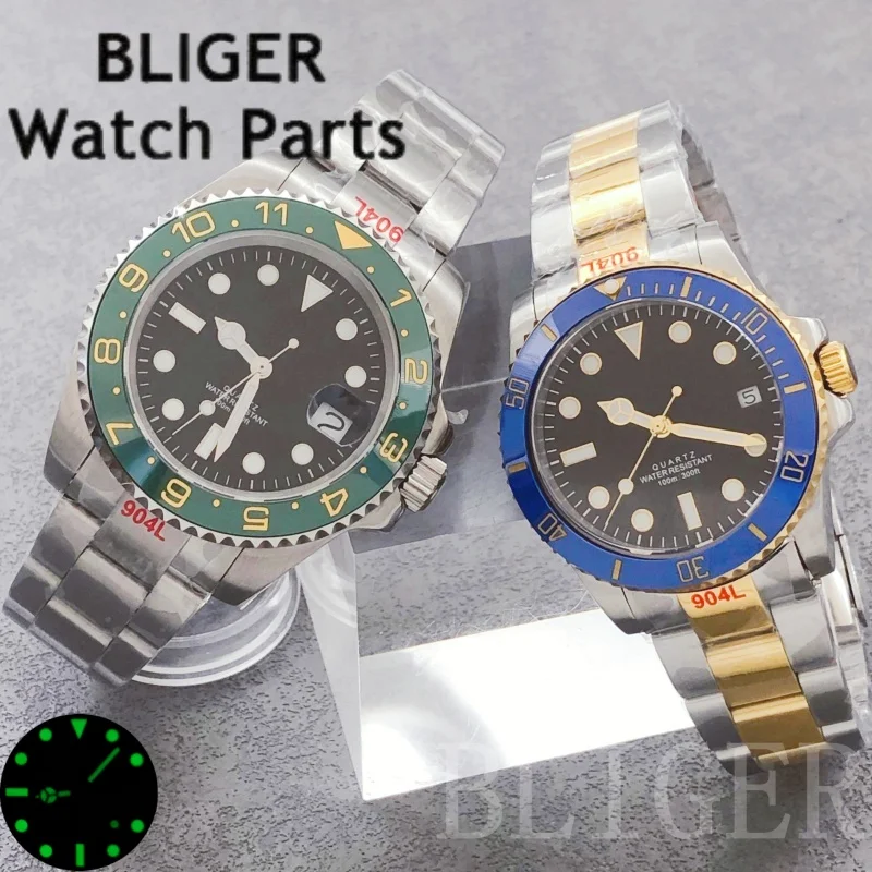 

BLIGER 36mm 38mm 40mm RONDA 515 Movement Watch For Men Sapphire Glass Ceramic Bezel Stainless Steel Diving Men's Quartz Watches
