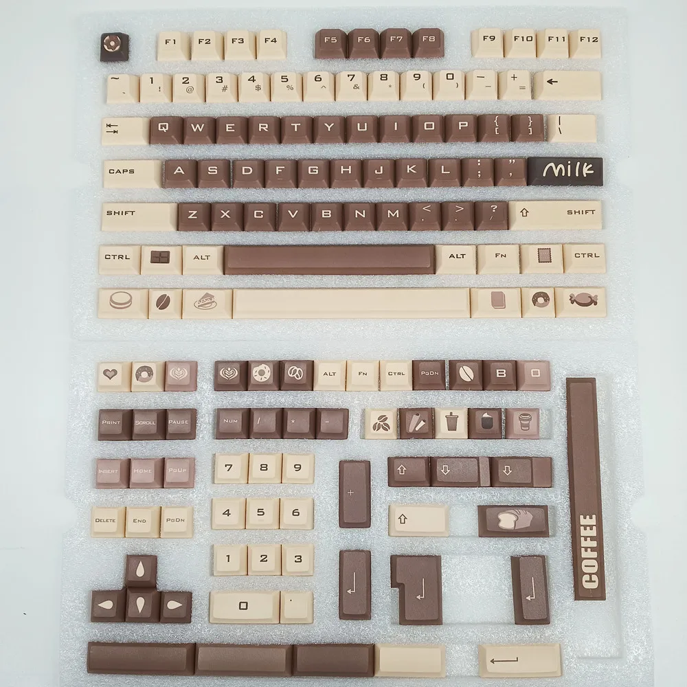 

Coffee Bar Keycap DIY Custom PBT 142 Keys Meteorite Latte KCA Profile DYE Subbed ISO Enter For Cross Switch Mechanical Keyboard