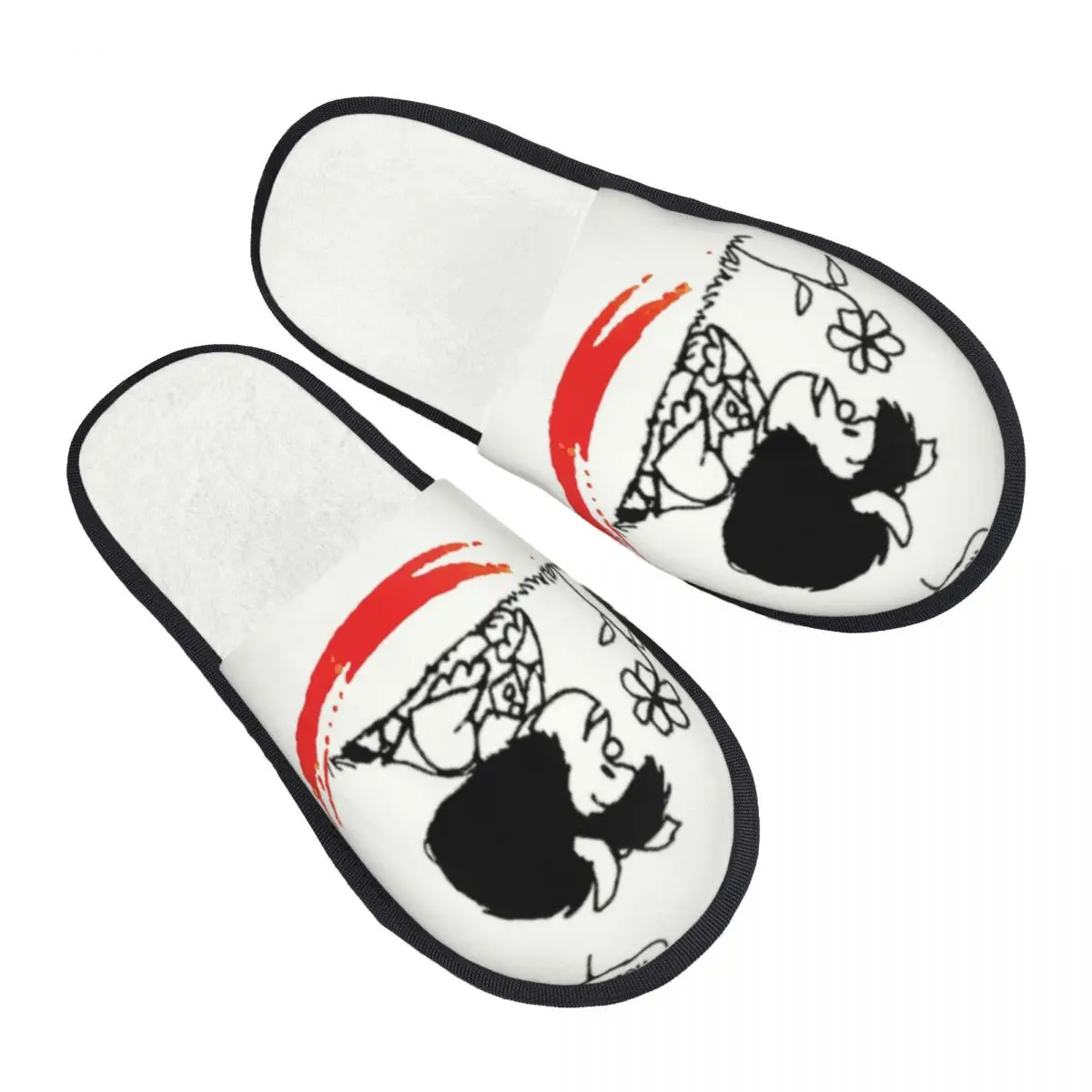 Mafalda Hello World Zapatillas de casa suaves y cálidas dibujos animados argentinos Quino Comics zapatillas mullidas de espuma viscoelástica zapatos para interiores y exteriores
