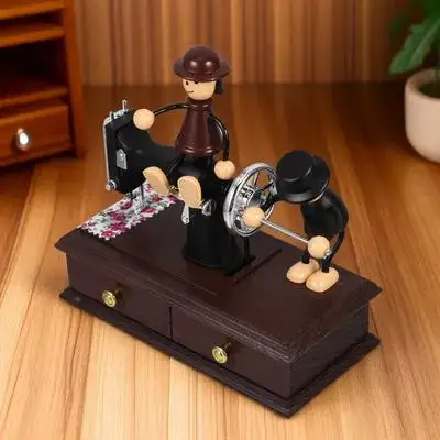 

Creative Sewing Machine Music Box Vintage Style Mini Musical Box Space Saving Desktop Adornment Special Gift for Kids Adults