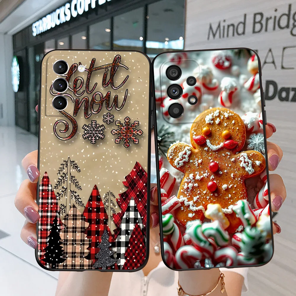 Black Tpu Case For Samsung Galaxy A35 A55 A05 A05S A15 A25 M54 M34 M14 5G Romantic Christmas