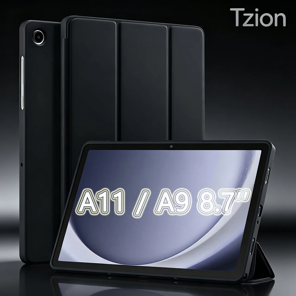 For Samsung Galaxy Tab A11 / Tab A9 8.7-Inch 2025/2023 SM-X110 SM-X130 Soft Silicone Tri-Fold Tablet Case Folio Stand Flip Cover