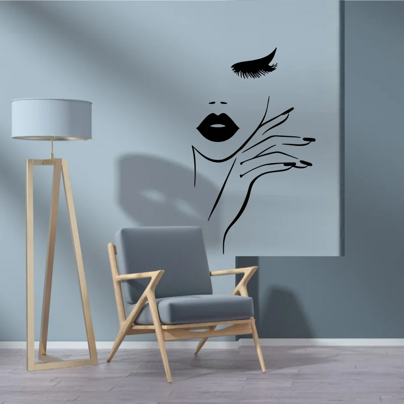 Spa Nail Manicure Hair Salon Wall Sticker Fashion Woman Eyelash Studio Wall Decal Vinyl Home Window Decor Removable