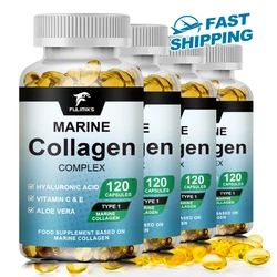 Marine Collagen Capsules with Hyaluronic Acid, Aloe Vera, Vitamin C & E -Promote Firm Skin, Strong Nails & Hair, Healthy Joints