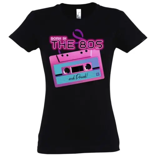Молодежный дизайн, женская футболка Lustig распылитель, рожденная в 80-е годы, и proud 80er Jahre