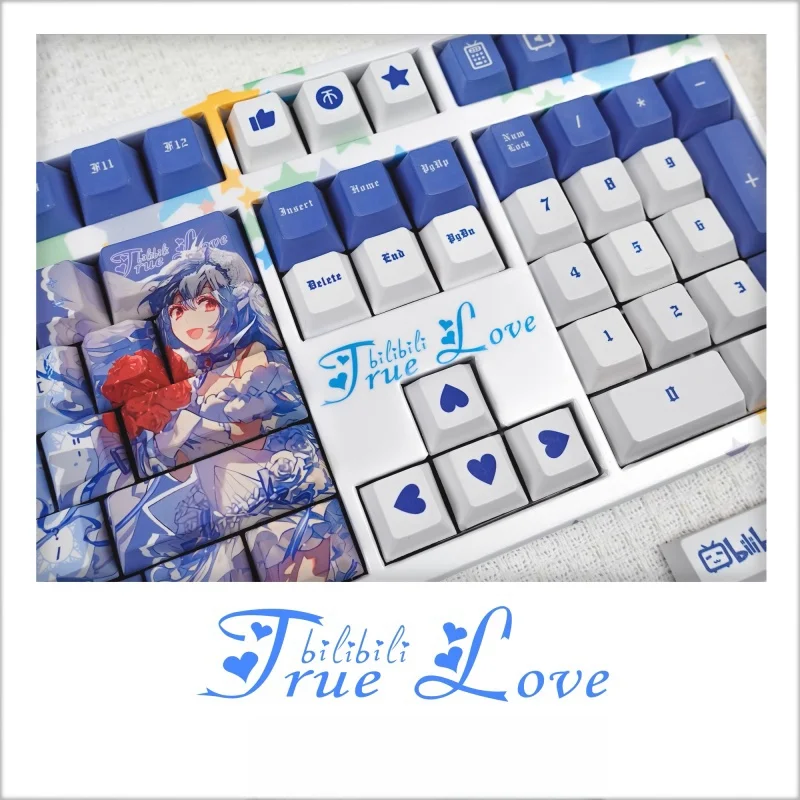 New Bilibili Flower Wedding Theme Keycaps 120 Key Pbt  Thermal Sublimation Mechanical Keyboard Cartoon Anime Cute Game Keycaps