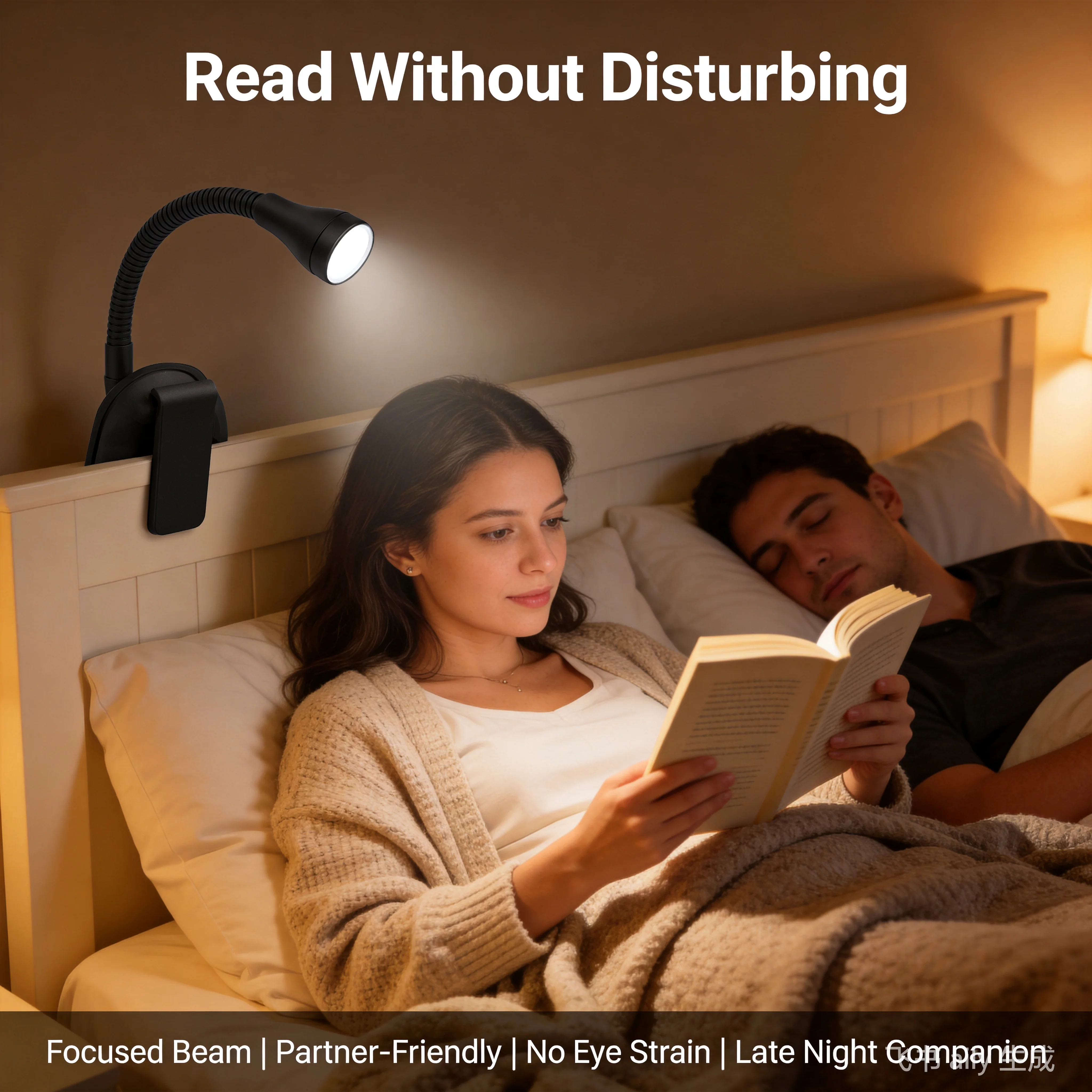 Reading Light, Trichromatic Temperature Dimming, LED Lights, Type-C Charging, Compact and Portable Lighting, 3-24 Hours Battery
