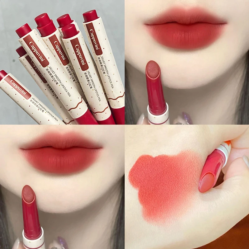 8 Colors Matte Lipstick Waterproof Velvet Nude Lipstick Pencil Sexy Red Lip Liner Pen Makeup Lasting Lip Tint Pigments Cosmetics