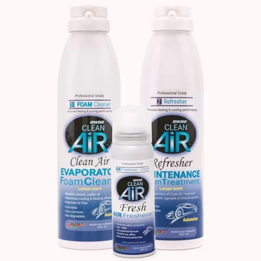 

DWD2 Clean Air 3-Pack Bundle for AC Coils: Foaming Condenser Evaporator Coil Cleaner Spray Car AC Cleaner Air Conditioner Maint