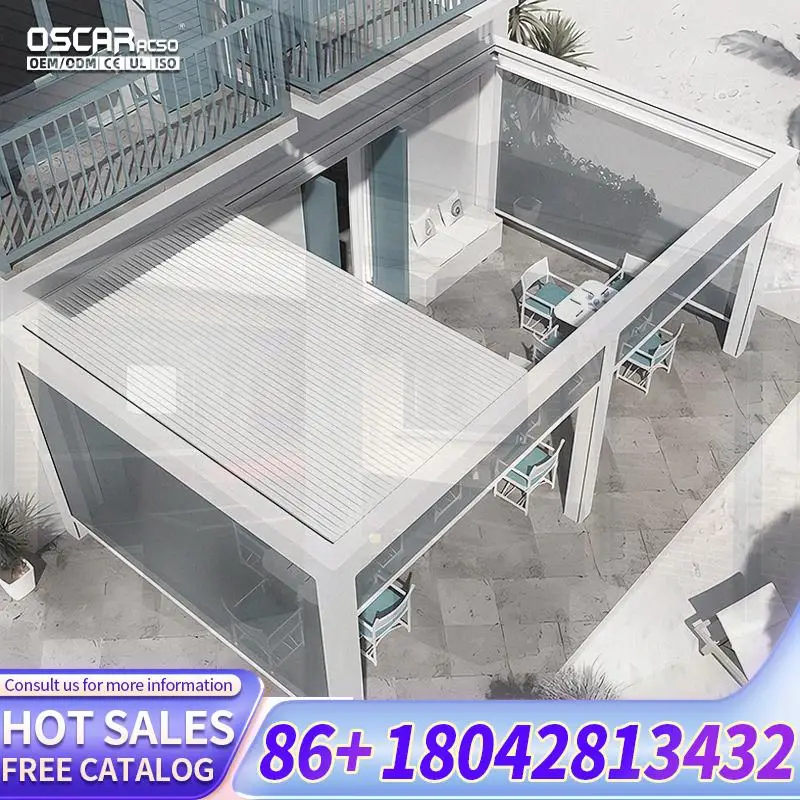 4m X 4m Luxury Garden Patio Cover Canopy Louvered Aluminum Pergola for Terrace Outdoor Backyard pergola