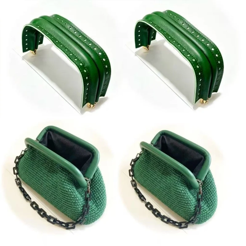 PU Leather Purse Frame Clasp for DIY Bag Making, Arched Bag Opening Frame with Sewing Slots for Craft Projects