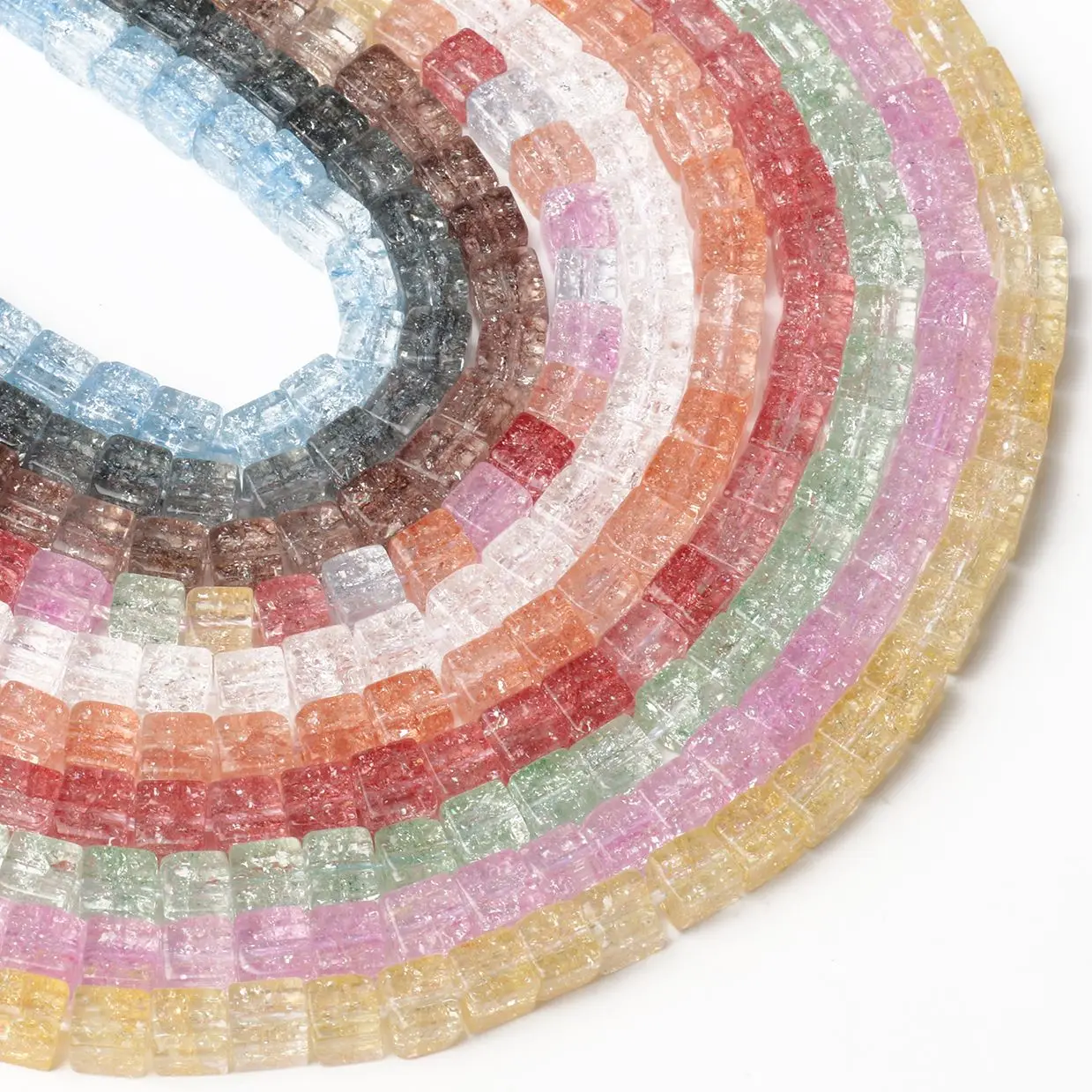 Natural Stone 8mm Square Colorful Snow Cracked Quartz Crystal Beads Cube Spacer Beads For Jewelry Making Diy Bracelet Necklace