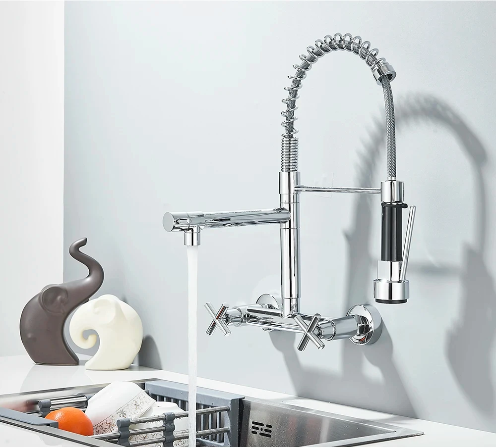 chrome-plated-black-kitchen-faucet-360-degree-rotary-pull-down-manual-spray-with-kitchen-faucet-wall-mounted-cold-and-hot-fauc