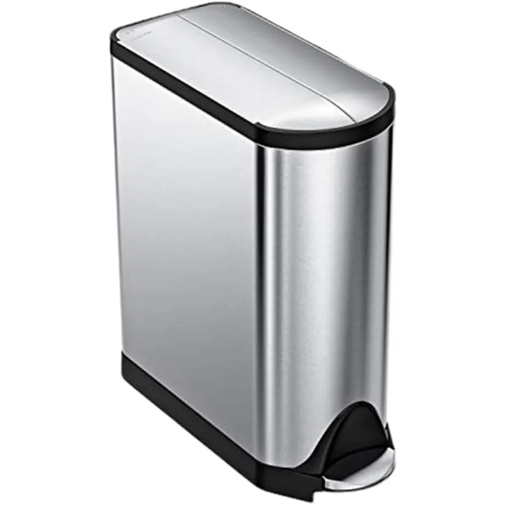 

40 Liter / 10.6 Gallon Dual Compartment Butterfly Lid Kitchen Recycling Step Trash Can, Brushed Stainless Steel