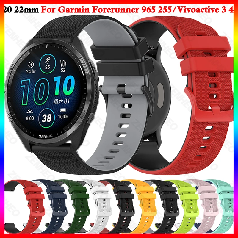 

Silicone 22mm Watch Strap For Garmin Forerunner 965 745 265 255 Smart watch Band for Venu 2 3 Vivoactive 4 Wristband Bracelet