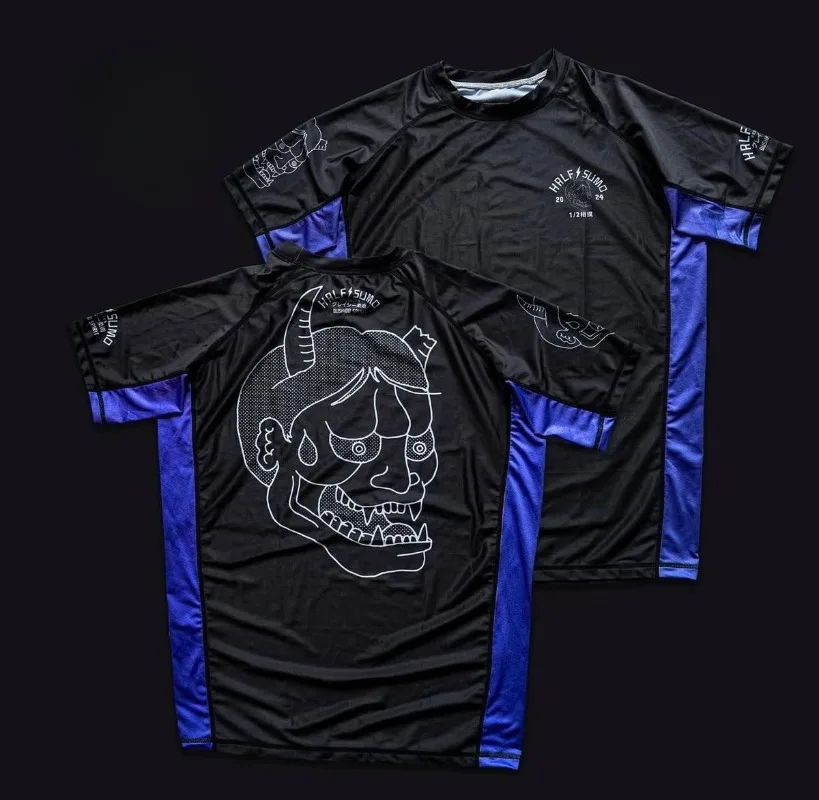 2026 New Men's BJJ/Grappling Compression T-Shirt – Breathable Fitness Gear Featuring Hannya Demon Mask Design Multiple Colors