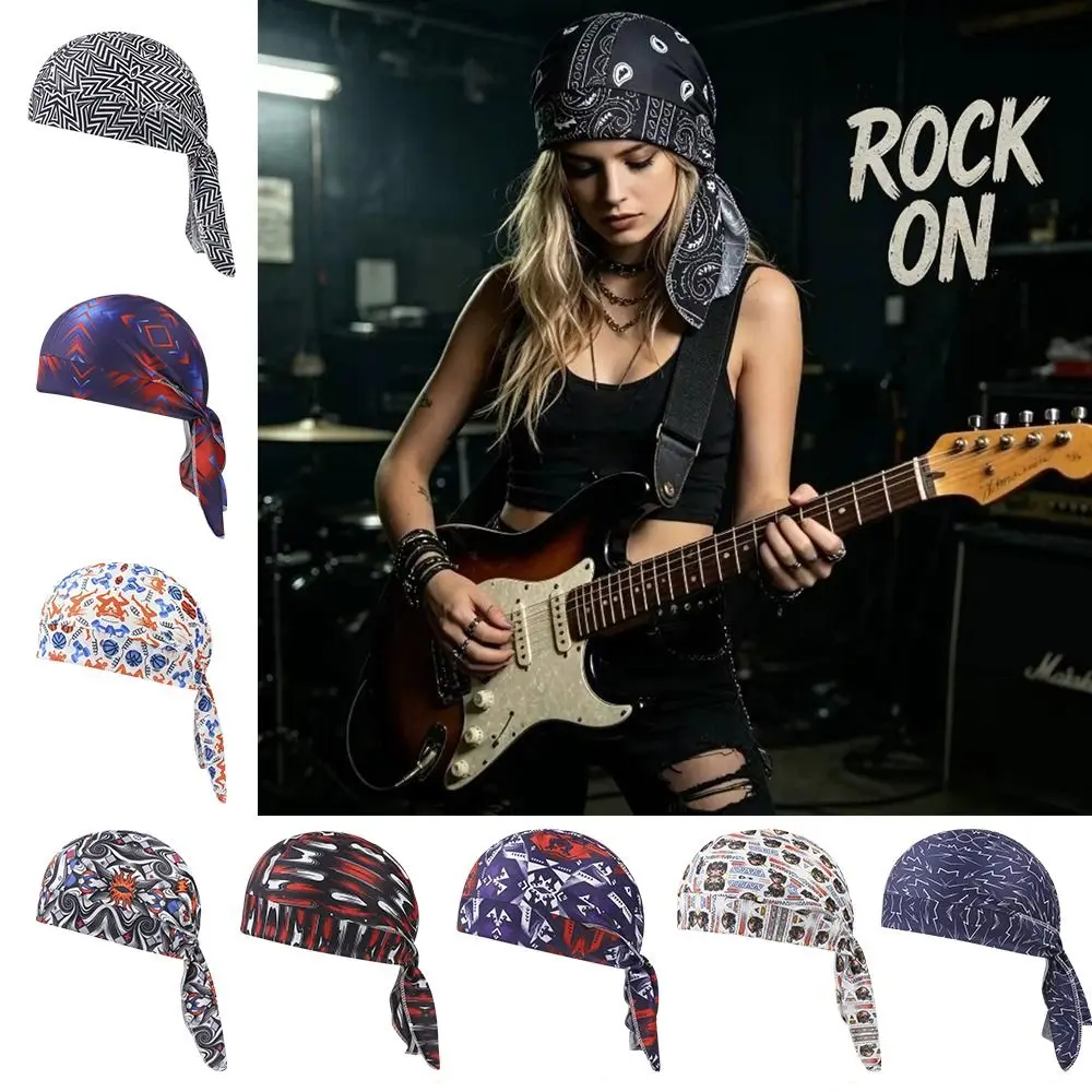 Paisley Print Hijab Caps Breathable Quick Dry Pirate Hat Elastic Comfortable Cycling Head Wrap Outdoor Activities