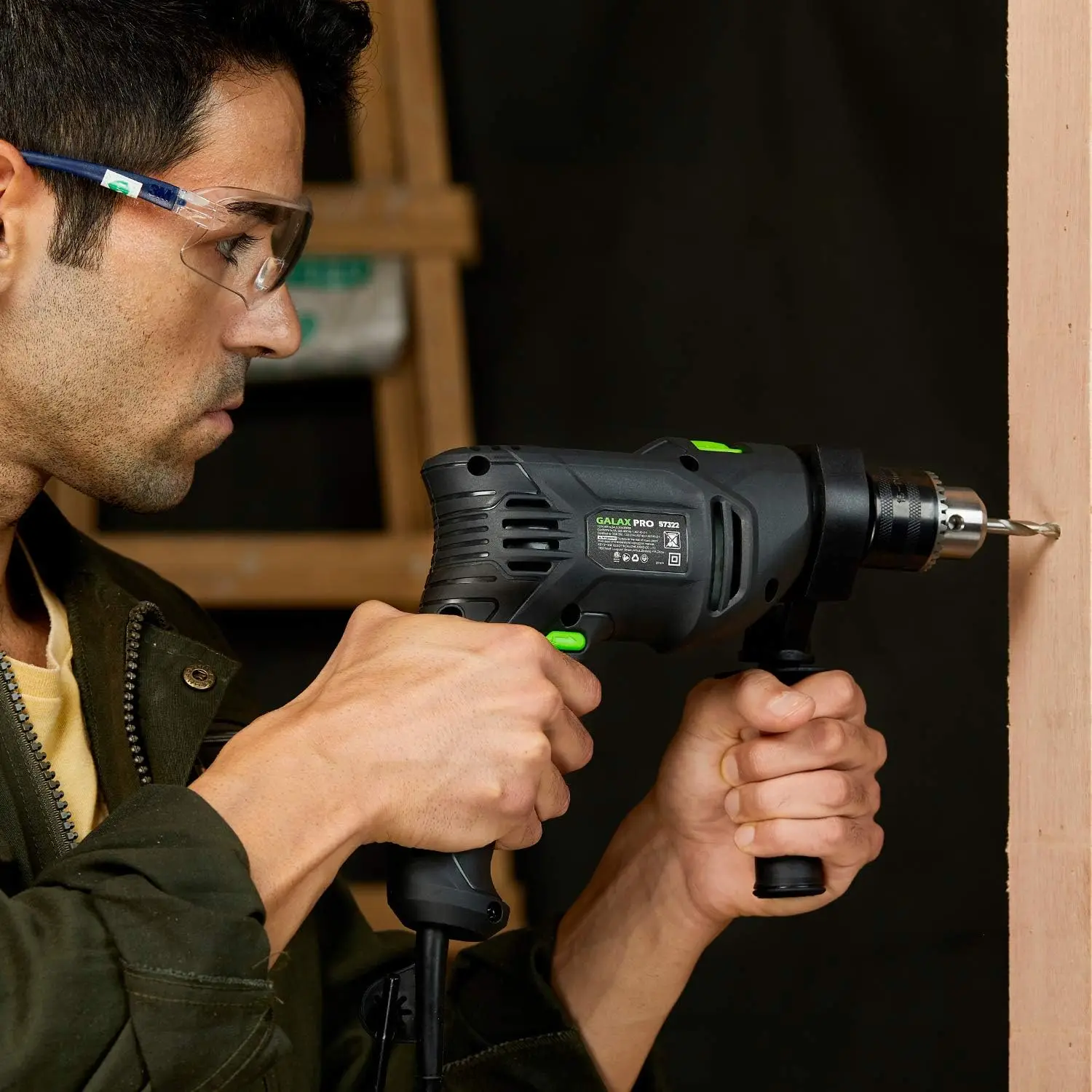 GALAX PRO 5Amp 1/2-inch Hammer Drill with 105pcs Accessories Variable Speed 0-3000, Hammer and Drill 2 Functions in 1, 360°Rotating Handle, Depth Gauge, Carrying Case Included