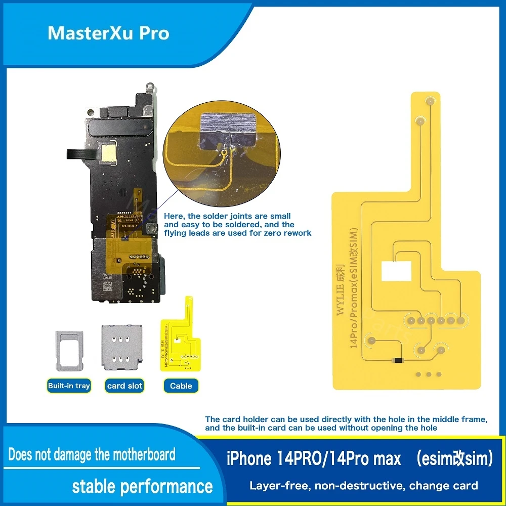 MasterXu Pro Parts Esim Adapter For iPhone 14 Pro Max USA Version SIM Card Reader Flex Cable Slot Tray Holder Module Repair Too