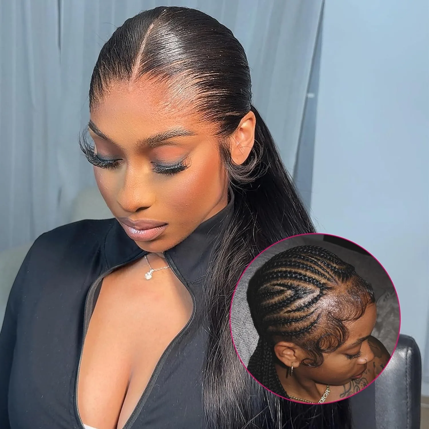 

Real Full Lace Wigs 100% Virgin Human Hair Wig Brazilian Straight HD Full Lace Frontal Wig Glueless Wig Breathable Full ScalpWig