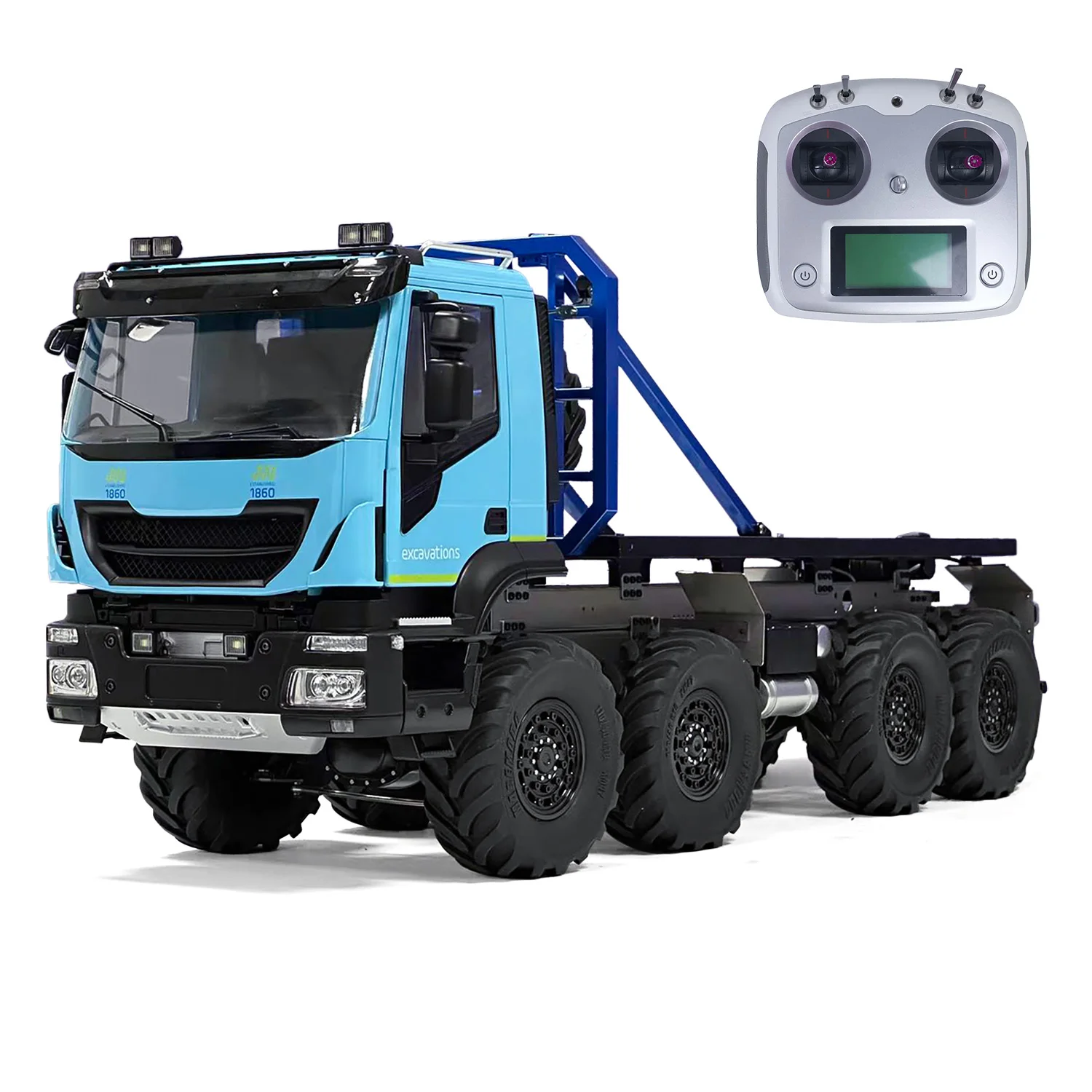 

8x8 1/14 RC Crawler Rock Car Painted Assembled Lights Sounds Climbing Vehicle I6S Radio Control Flatbed Truck Toys Model TH23197