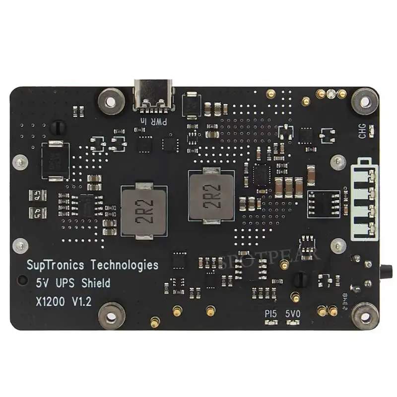 Placa de expansión UPS Raspberry Pi 5, fuente de alimentación ininterrumpida 5V 5A para batería 18650-Li (no incluida)