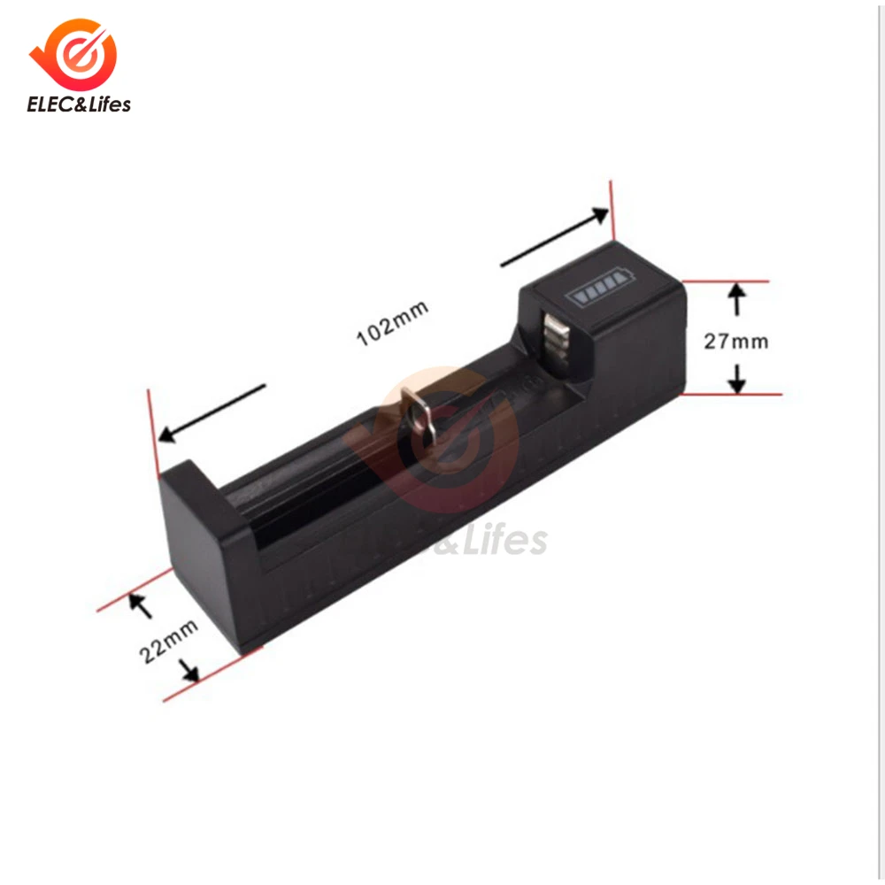 3.7V/4.2V Universal 1 Slot Battery USB Charger adapter LED Smart Chargering for Rechargeable Batteries Li-ion 18650 26650 14500