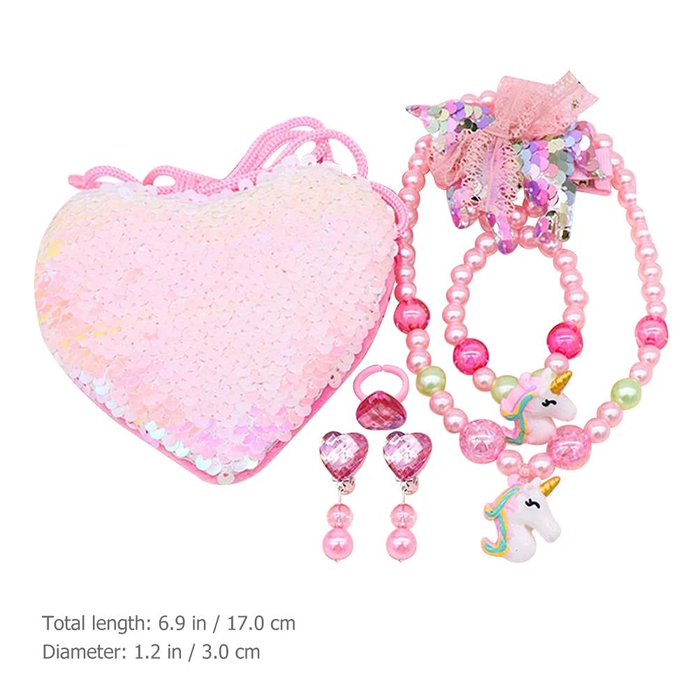 

1Set Kids Unicorn Necklace Pearl Jewelry Set Little Girl Earring Bracelet Kit Durable Kid Jewelry Gift Fashion Colorful