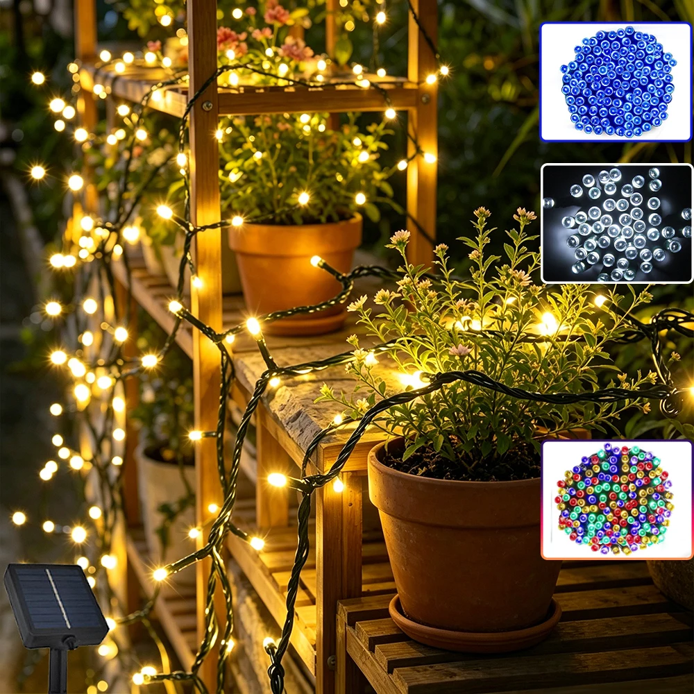 Solar String Lights Outdoor, Festive Party Atmosphere Decoration Lights String, 50LED Solar Fairy Lights Garden Decorative Light