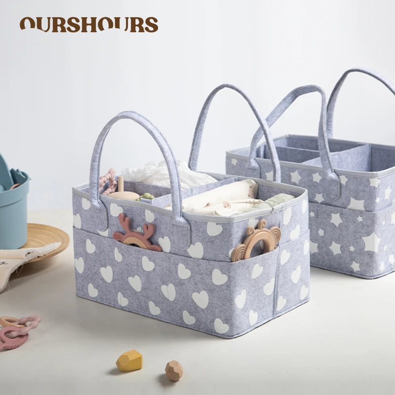 

Baby Diaper Organizer Multi-function Mummy Bag Portable Newborn Nursery Bags Infant essentials Foldable Felt Storage Handbag