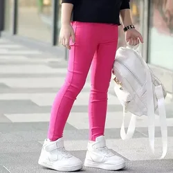 Children's pants 3-12 year old girls pencil pants elastic baby leggings slim fit children's leggings solid color imitation jeans