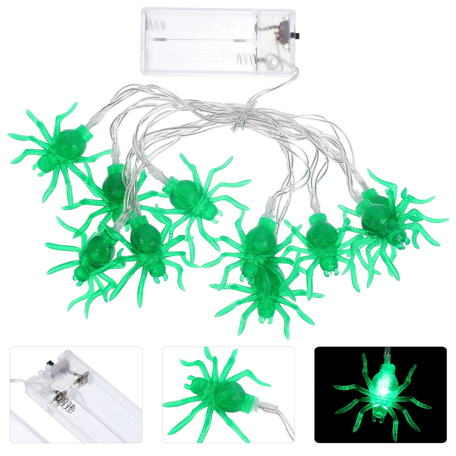 1 pçs led string luz halloween estilo aranha operado lâmpada de festa decorativa halloween string luz decoração