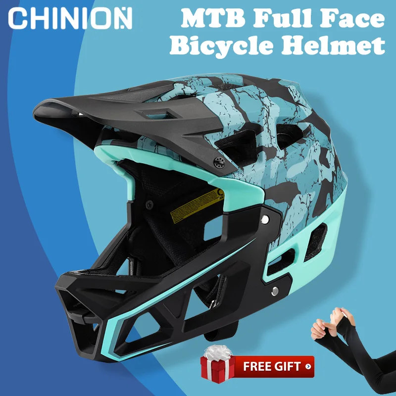 CHINION Full Face Cycling Helmet Safety Mountain Bike Helmet Sports Anti-collision Downhill Off-road Mtb Bicycle Helmet for Man