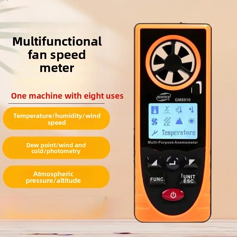 

GM8910 Multifunctional Anemometer Temperature and Hygrometer Atmospheric Pressure Illuminance Meter Light Brightness Meter