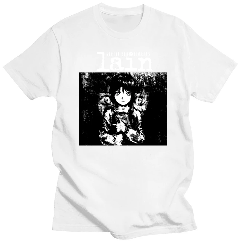 Man Clothing New Arrived Mens T Shirt Serial Experiments Lain Tshirt Men Cotton Harajuku Japan Manga Iwakura Tees Homme Black T-