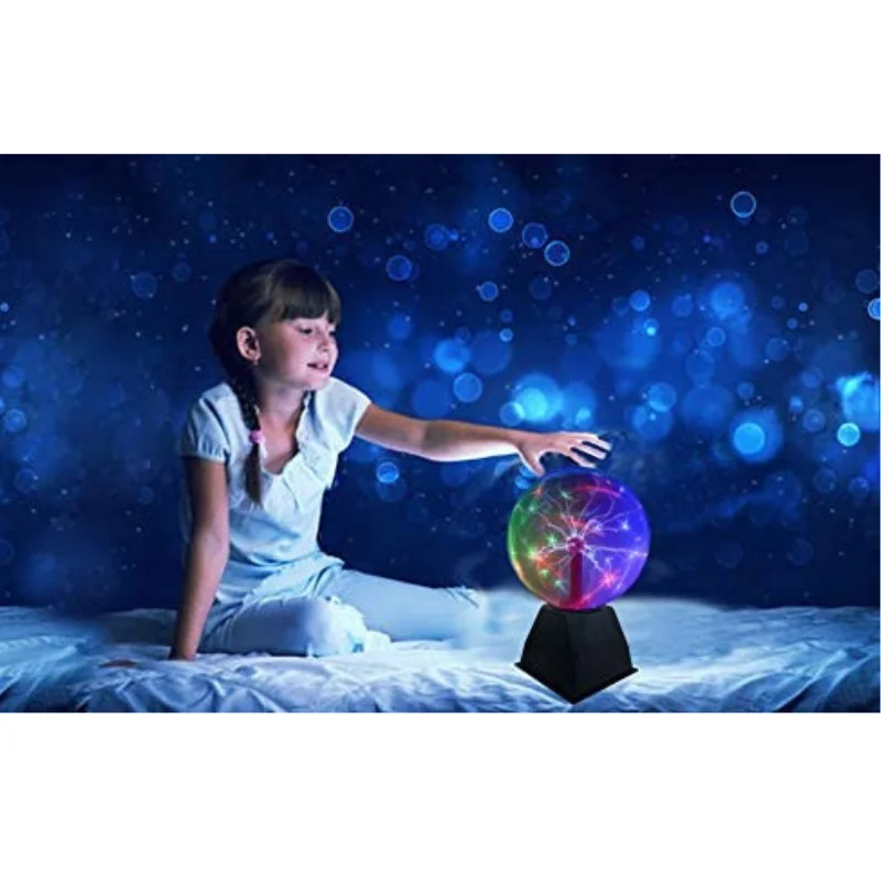 Lightahead 8" Crystal Plasma Ball Lamp with Green/Red/Purple/Multi Light Colors Globe Design Touch Sound Sensitive