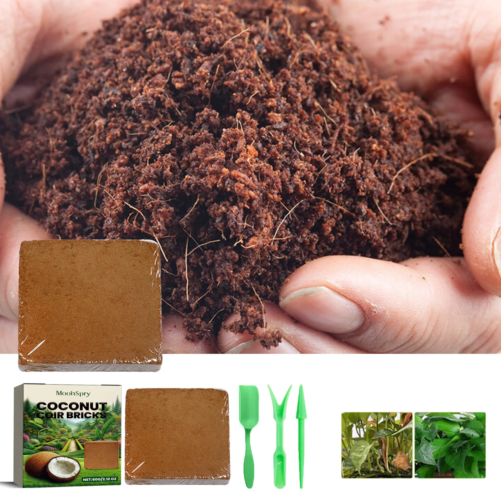 Coco Coir Brick Set Coconut Husk Fiber Growing Medium for Potted Plants Lawn Flower Garden Potting Soil Substrate
